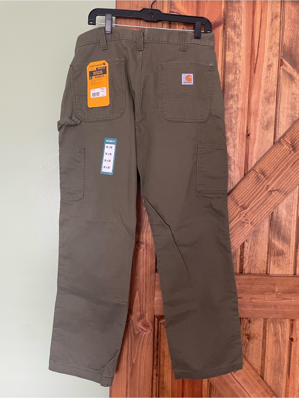 Carhartt Men's Olive Green Cargo Work Pants with Utility Pockets